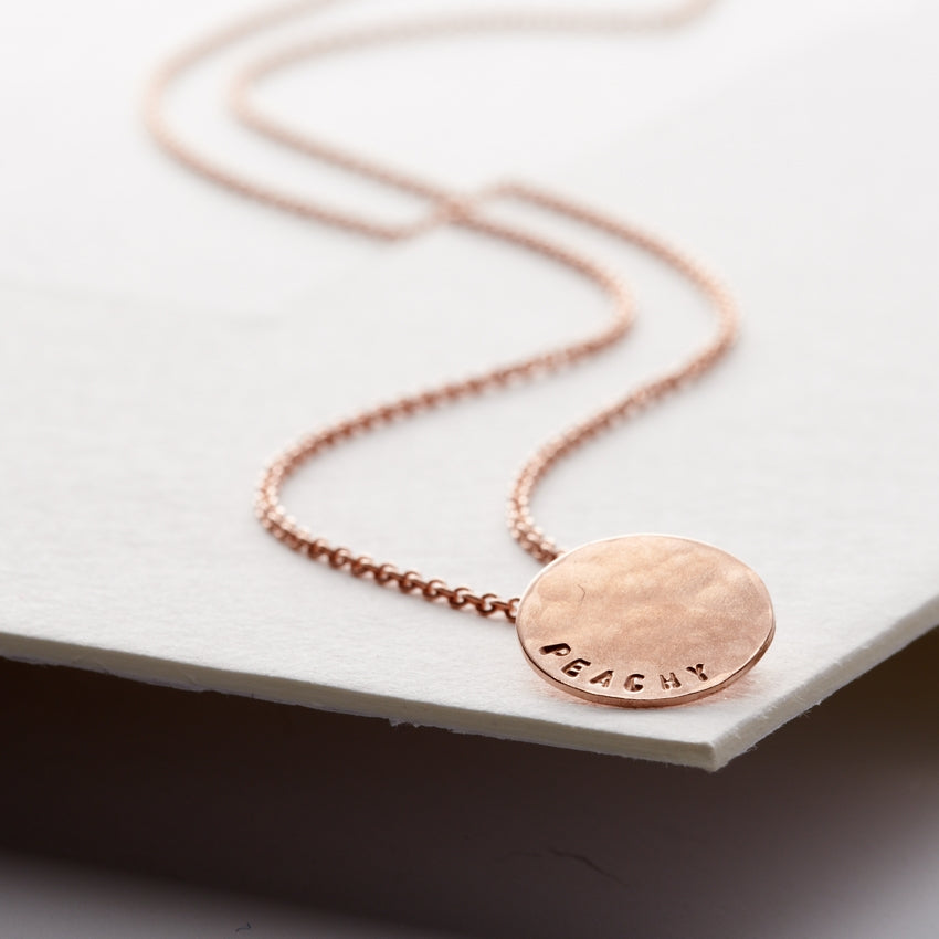 Personalised Small Hammered Disc Necklace