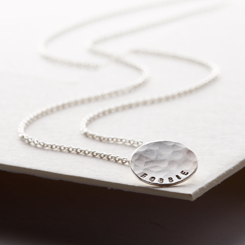 Personalised Small Hammered Disc Necklace