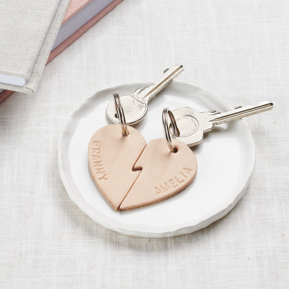 Missing Piece Personalised Leather Friendship Keyring Set