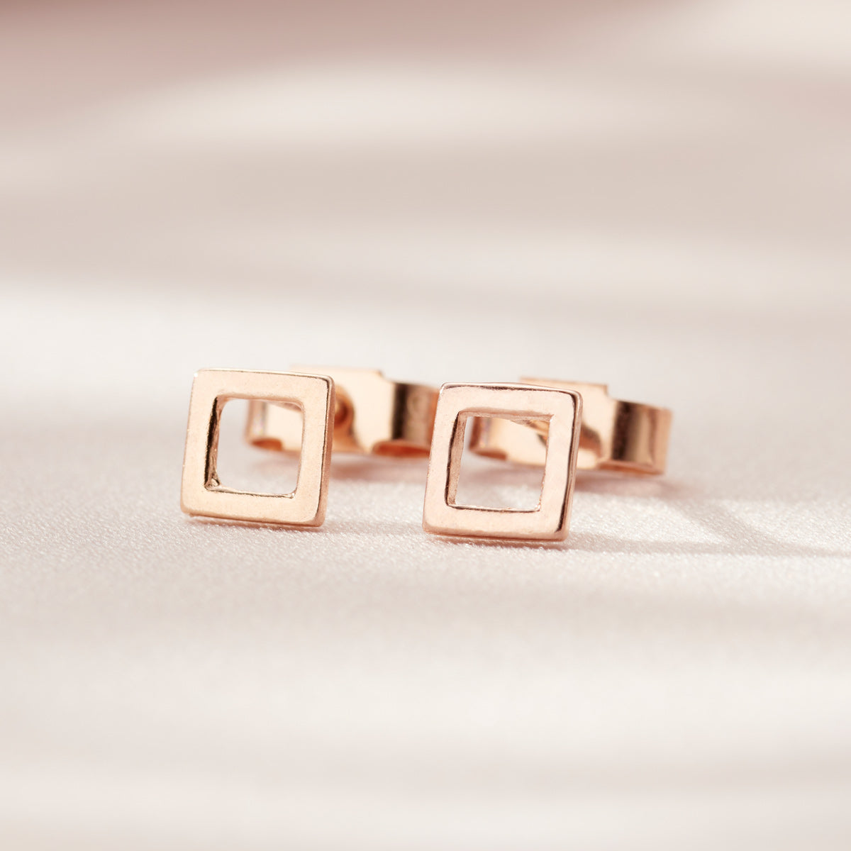 Fine Geometric Square Stud Earrings