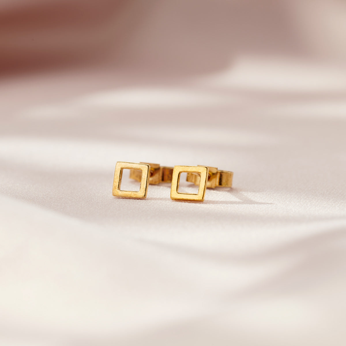 Fine Geometric Square Stud Earrings