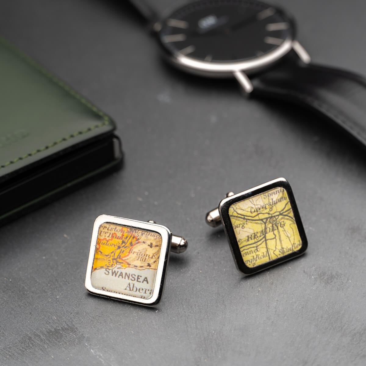 Personalised Square Vintage Map Cufflinks