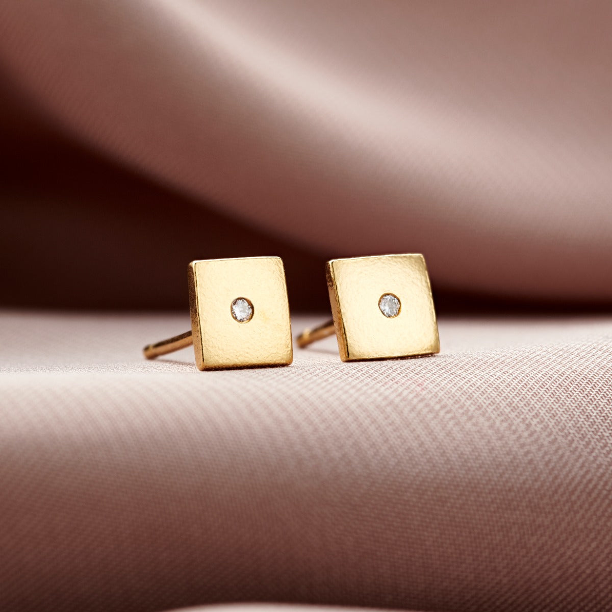 Square Diamond Stud Earrings