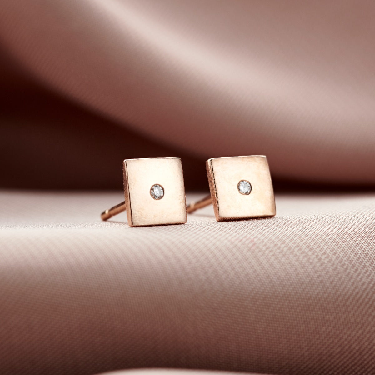 Square Diamond Stud Earrings