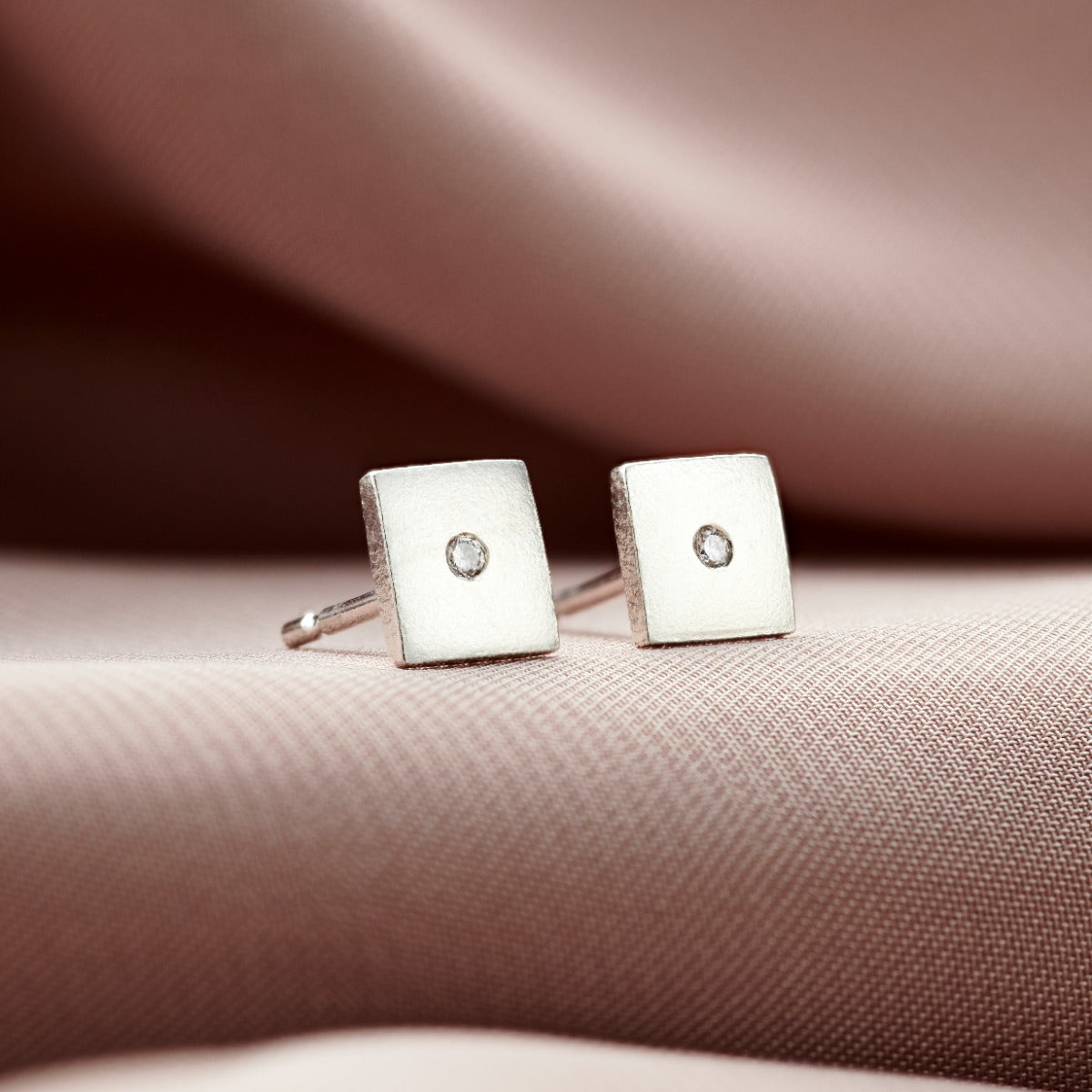 Square Diamond Stud Earrings