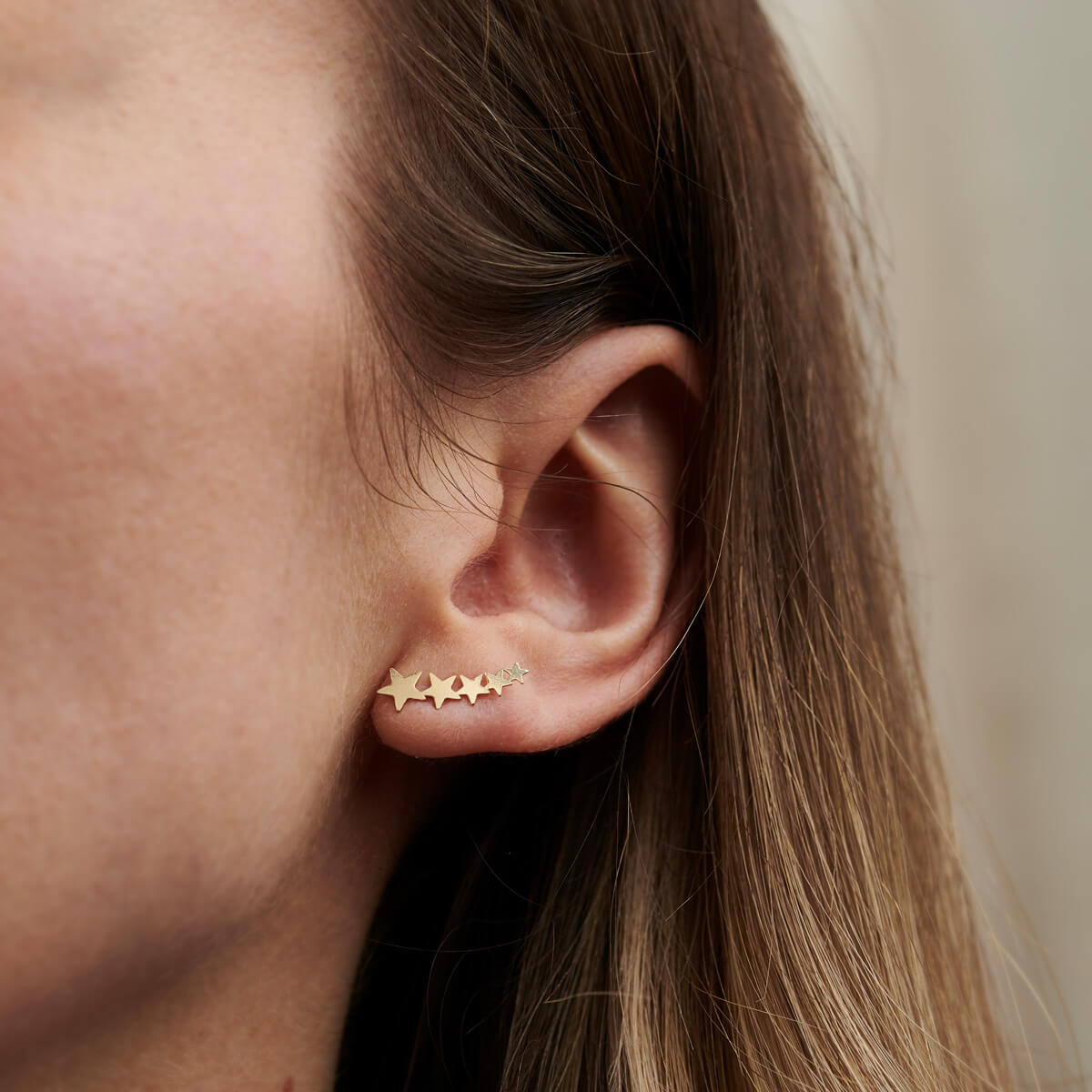 Shooting Star 9ct Gold Climber Earrings