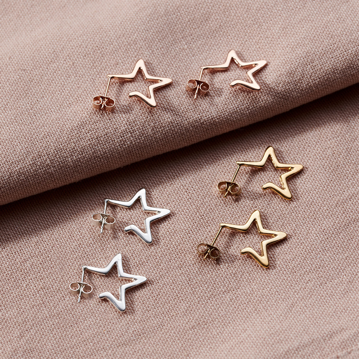 Open Star Hoop Earrings