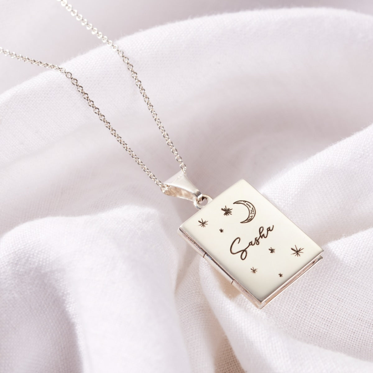 Engraved Celestial Name Locket Necklace