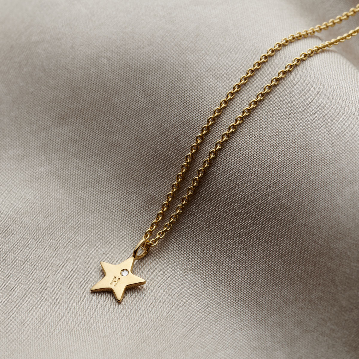 Personalised Mini Star Initial Birthstone Necklace