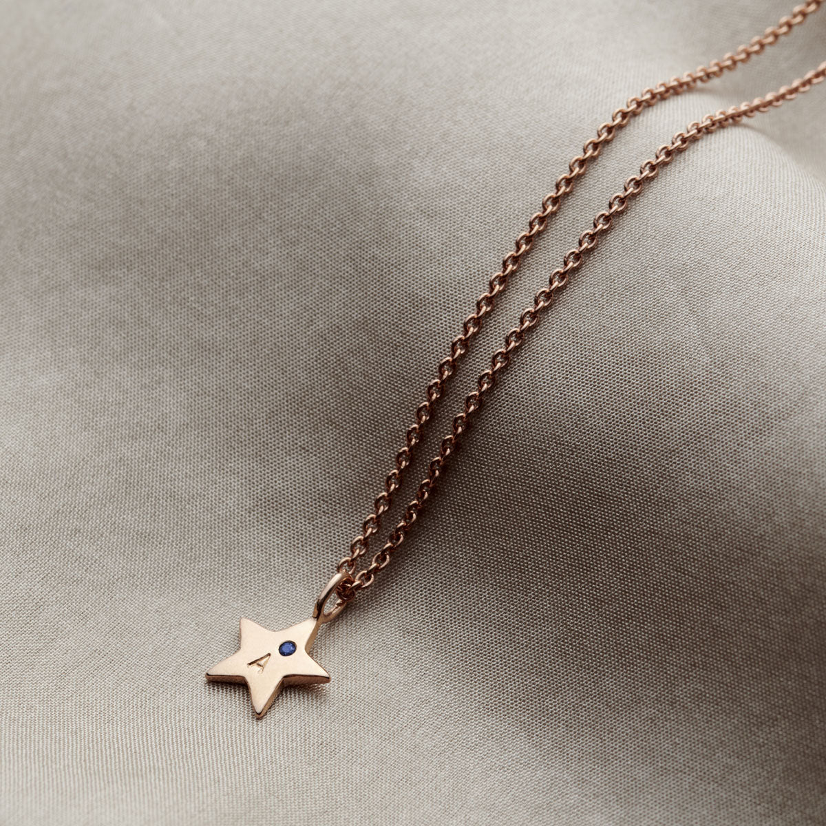 Personalised Mini Star Initial Birthstone Necklace