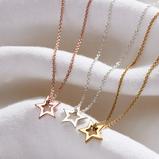 Small Open Star Charm Necklace