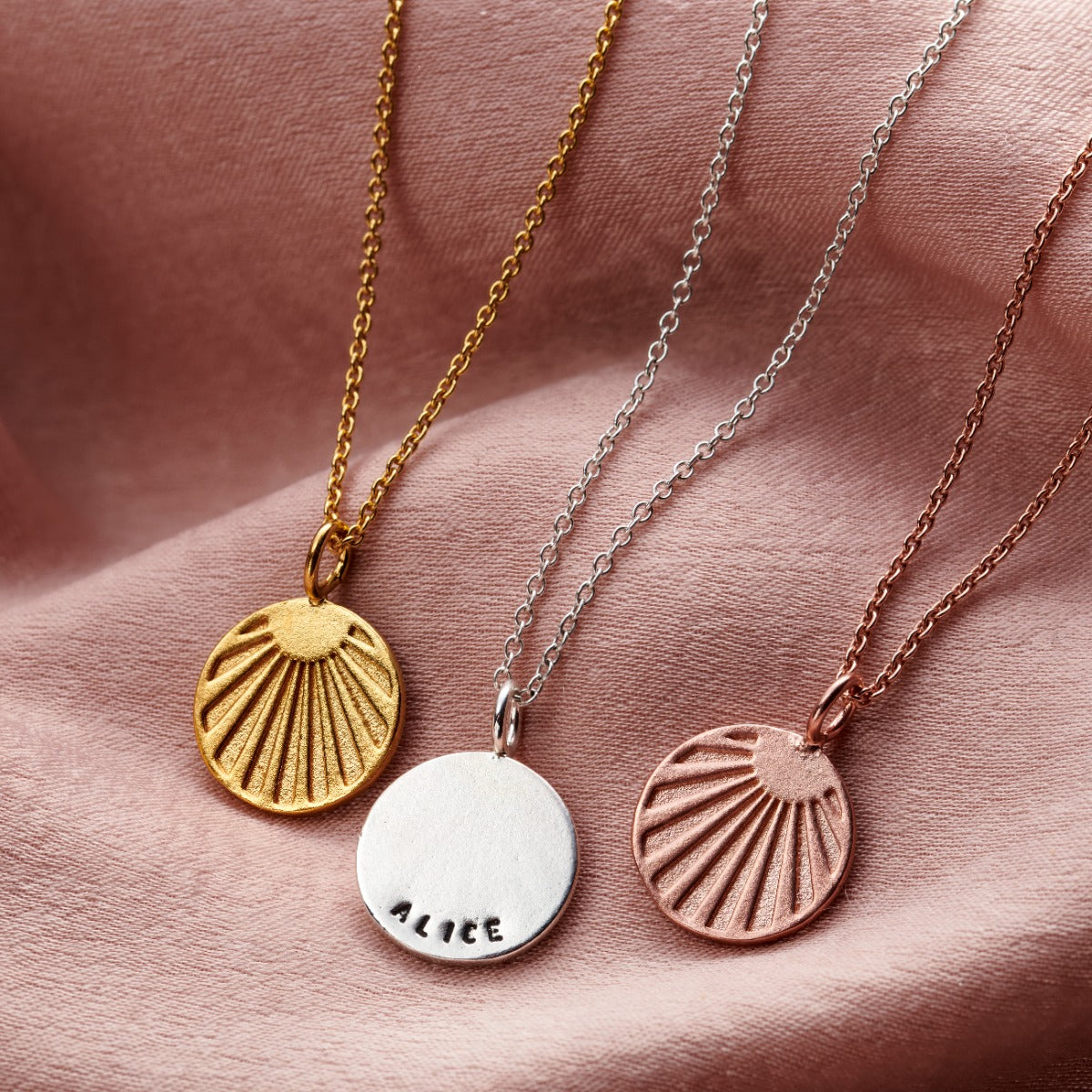 Personalised Sunburst Disc Necklace