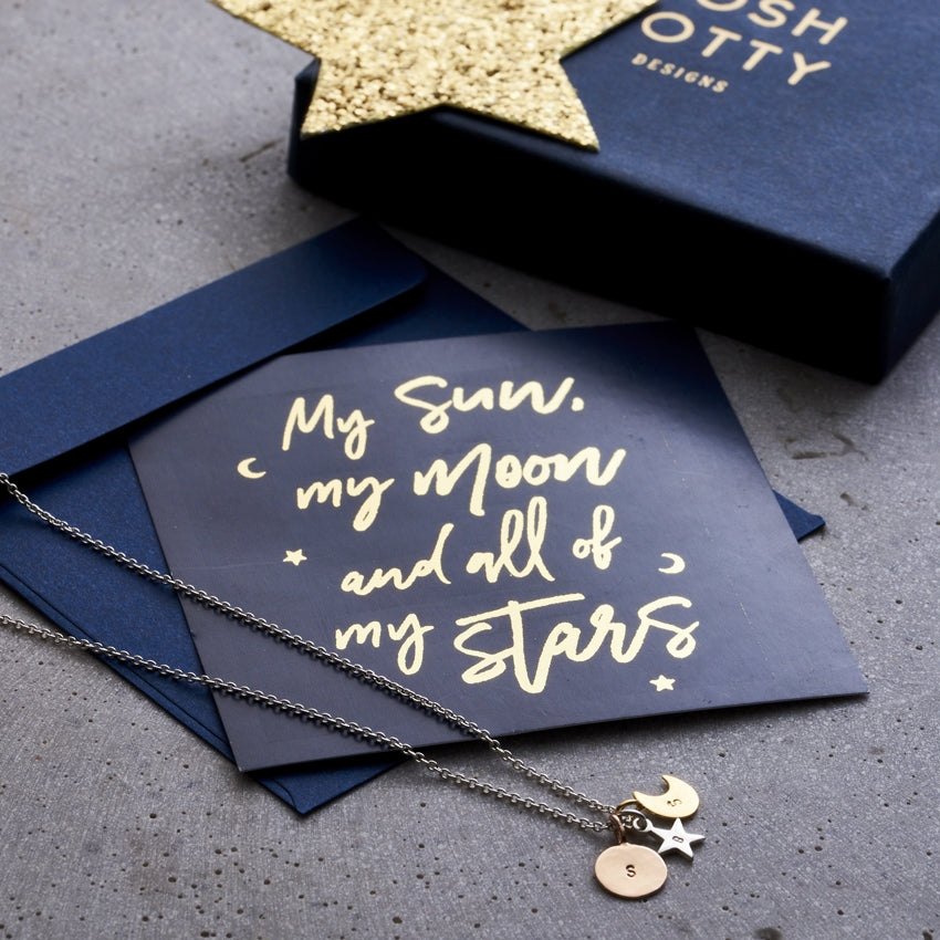 Personalised Mixed Gold Sun Moon & Star Necklace