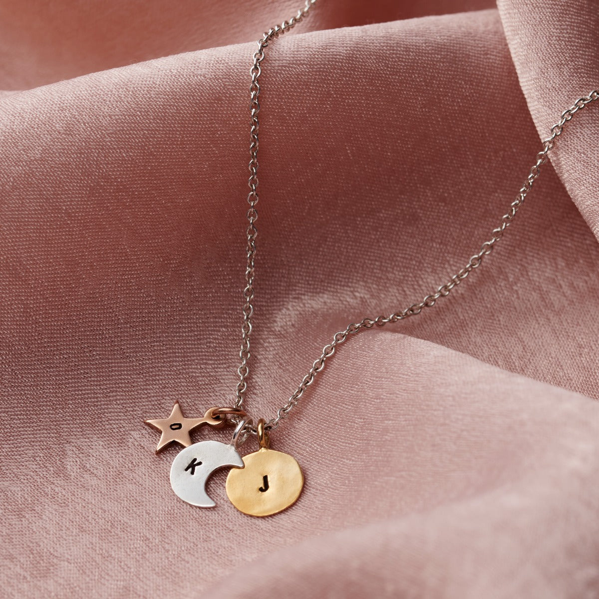 Personalised Mixed Gold Sun Moon & Star Necklace