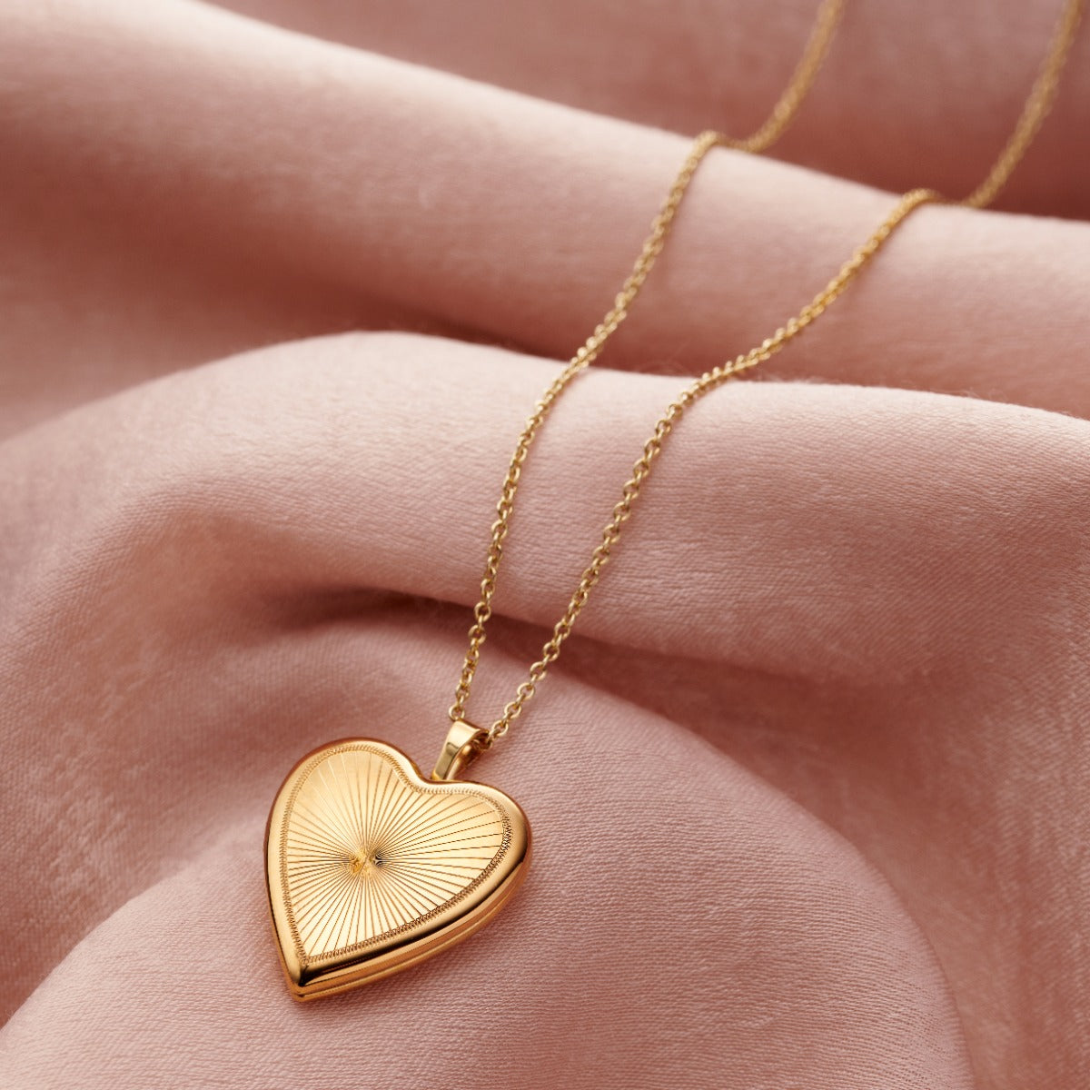 Sunburst Heart Locket Necklace