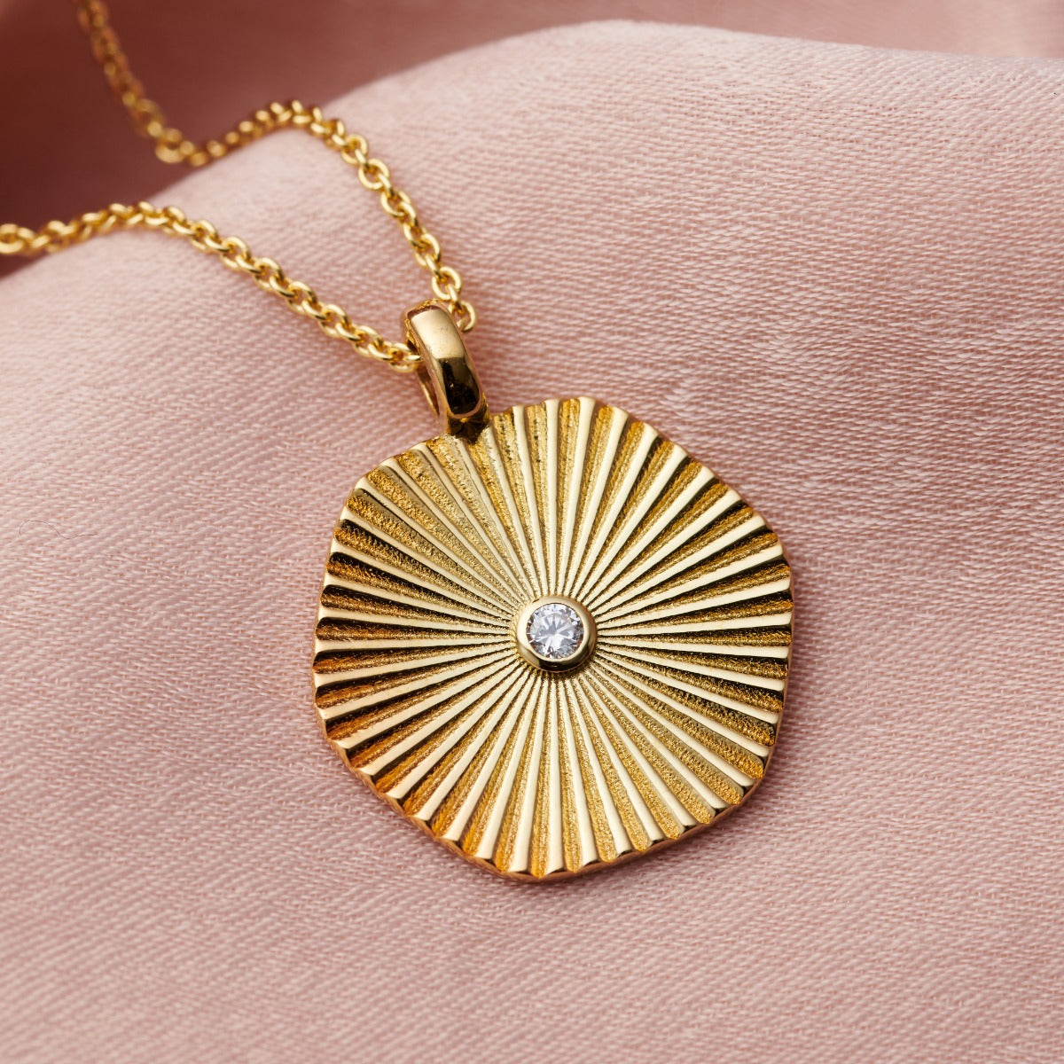 Hexagon Sunburst Cubic Zirconia Necklace