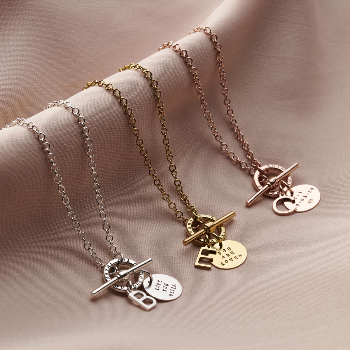 Personalised T-Bar Letter Charm Necklace