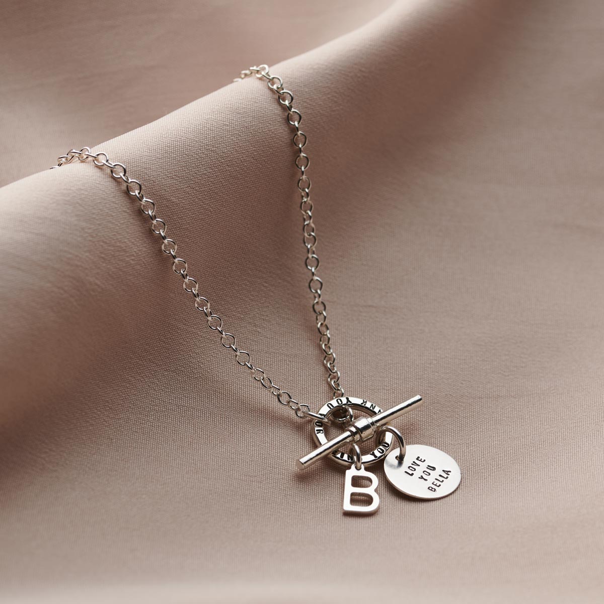 Personalised T-Bar Letter Charm Necklace