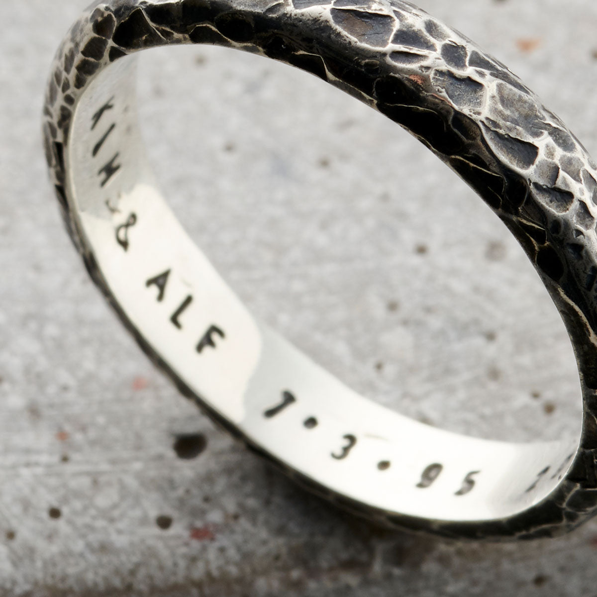 Personalised Men's Textured Script Ring