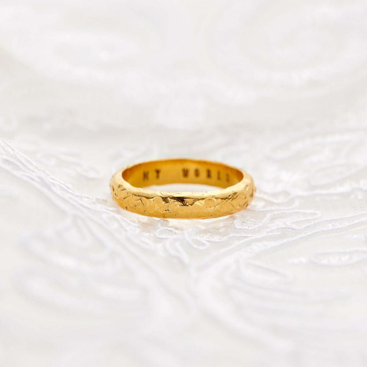 Personalised 9ct Gold Textured Wedding Band