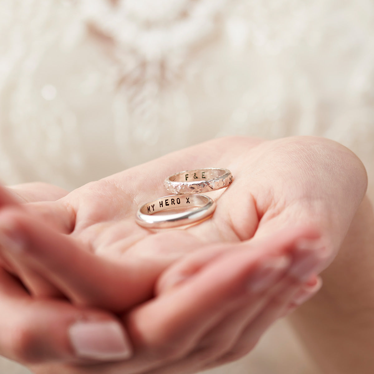 Personalised 9ct Gold Textured Wedding Band