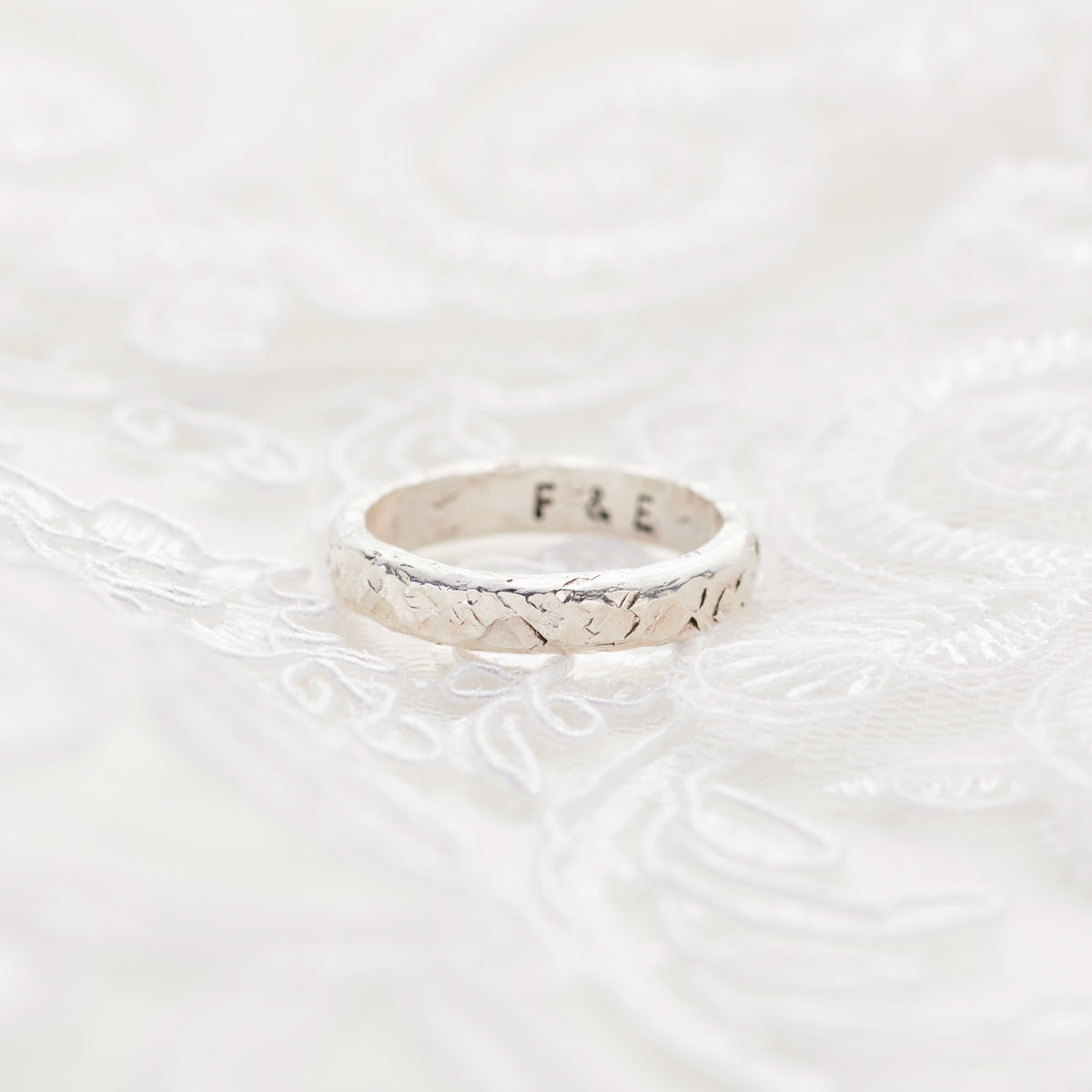 Personalised 9ct Gold Textured Wedding Band