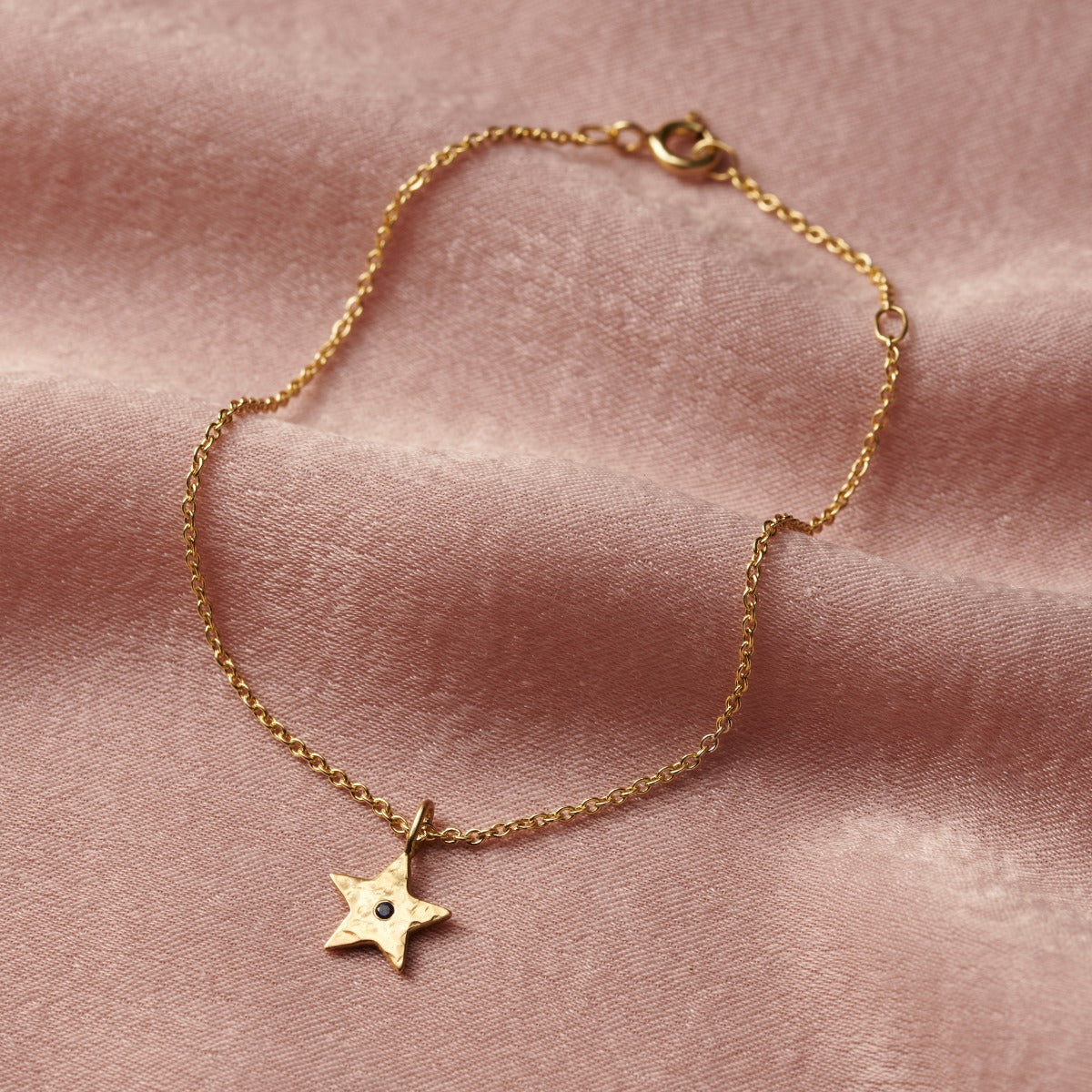 Textured Star Charm Birthstone Bracelet