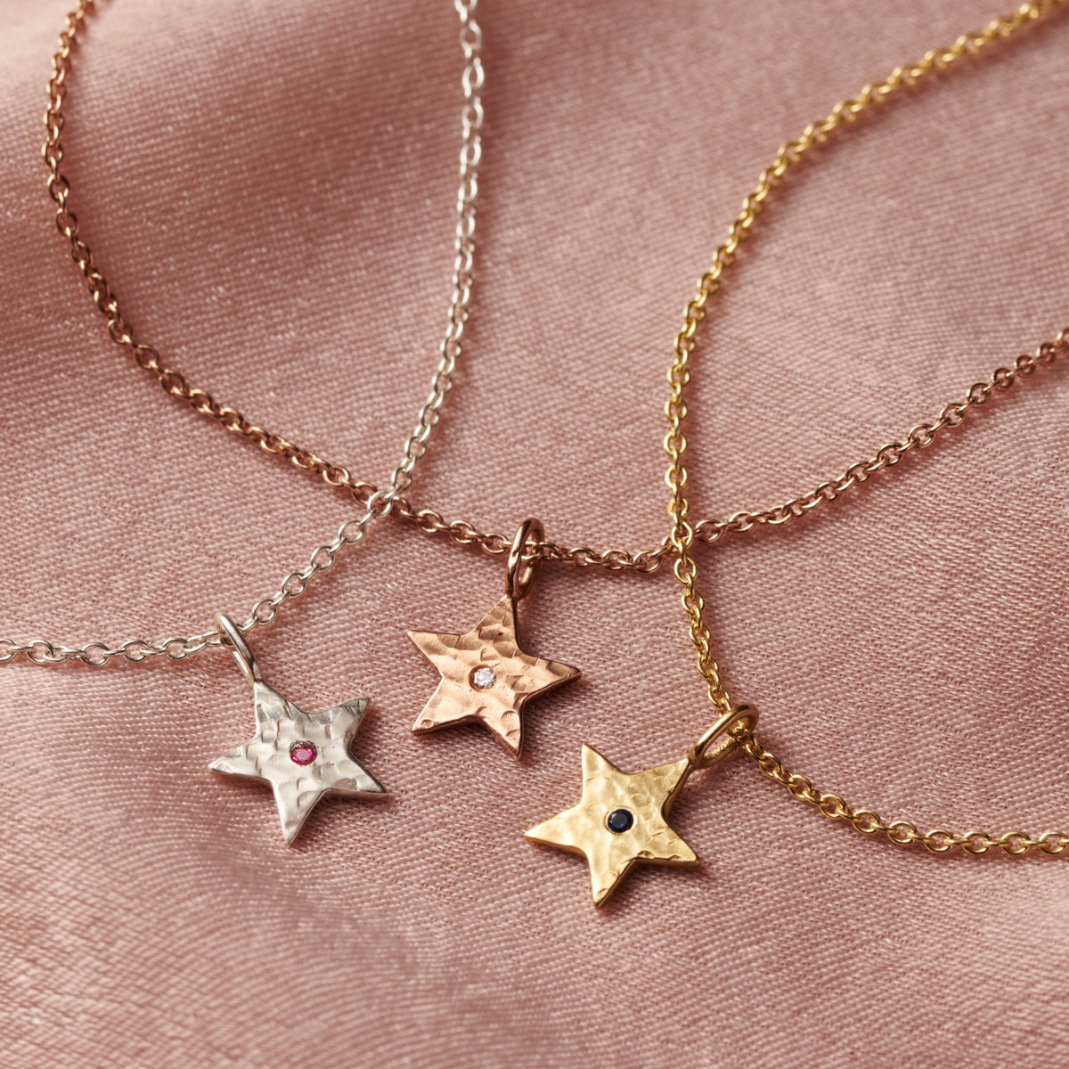 Textured Star Charm Birthstone Bracelet