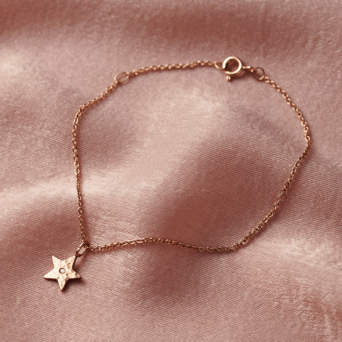 Textured Star Charm Birthstone Bracelet