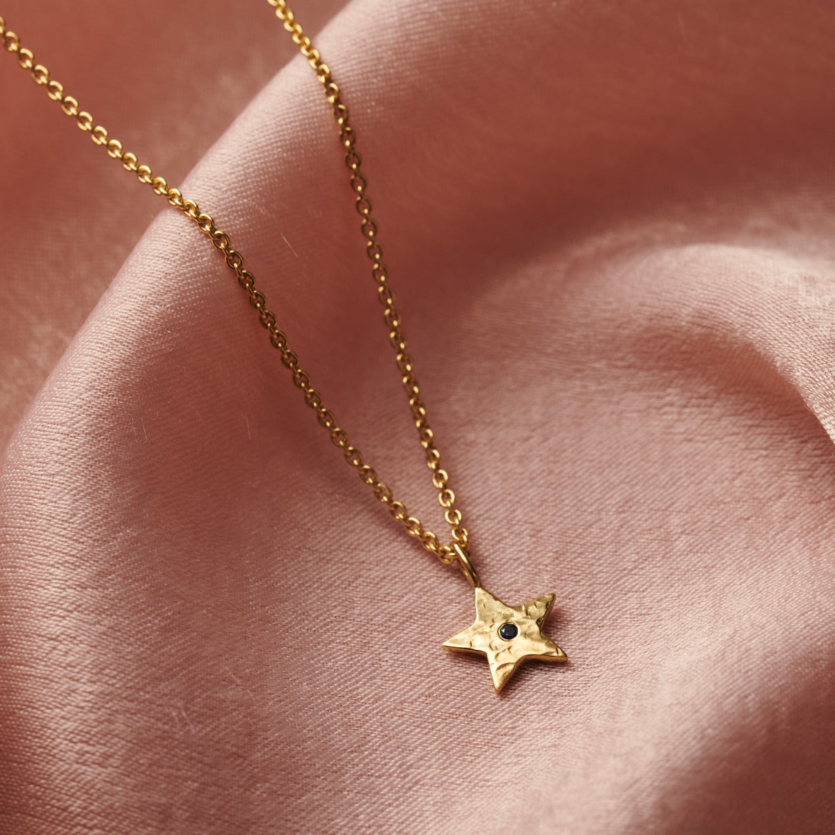 Textured Mini Confetti Birthstone Star Necklace