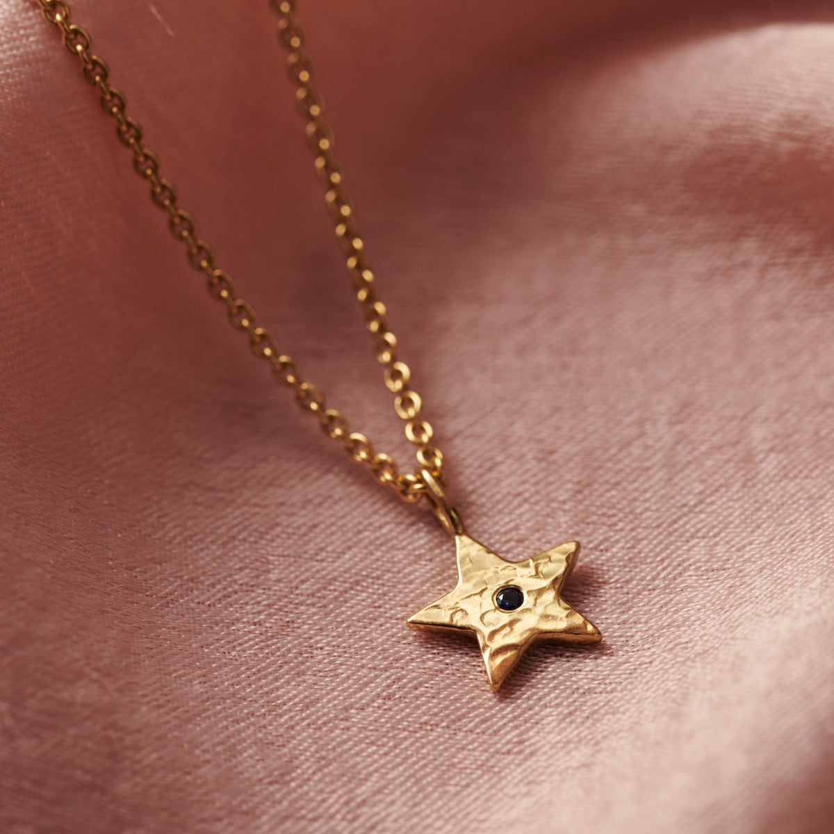 Textured Mini Confetti Birthstone Star Necklace