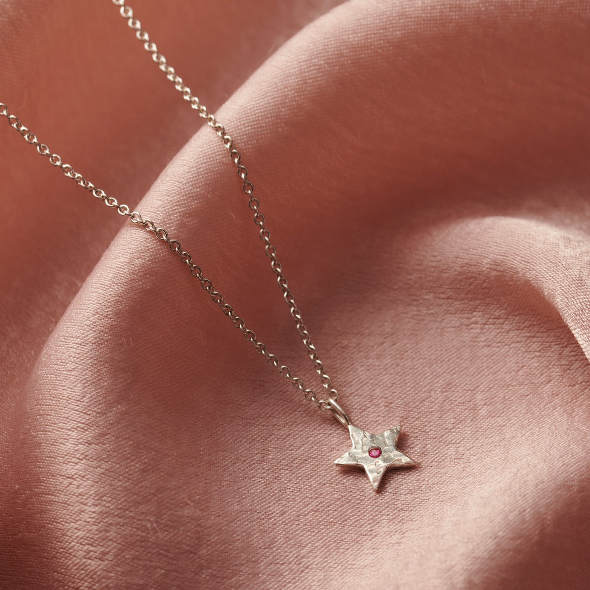 Textured Mini Confetti Birthstone Star Necklace