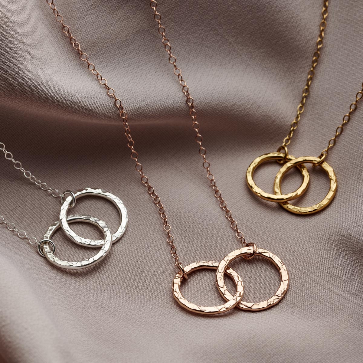 Personalised Textured Medium Double Hoop Necklace