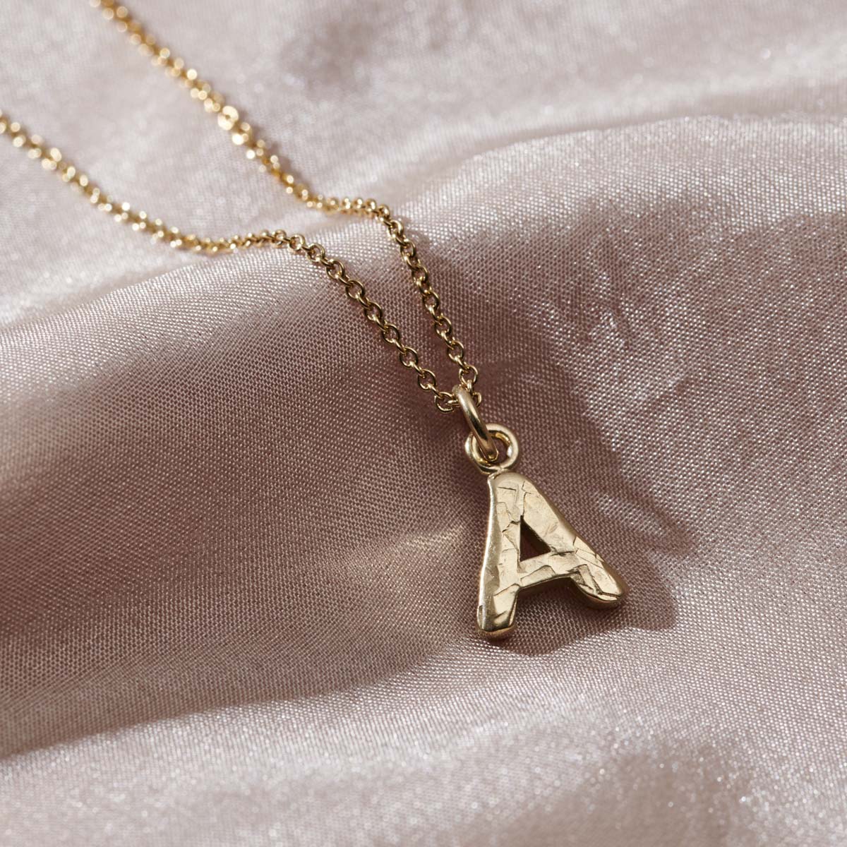 Textured Initial Letter Necklace