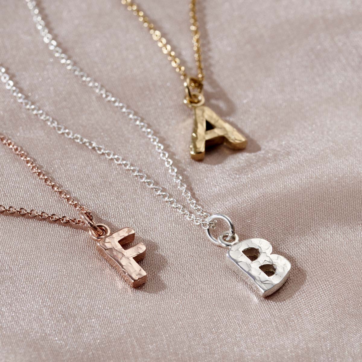 Textured Initial Letter Necklace