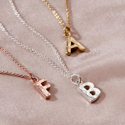 Textured Initial Letter Necklace