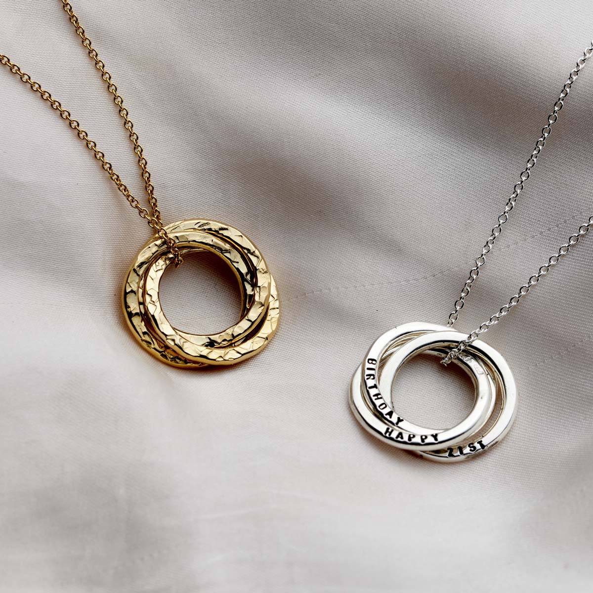 Personalised Textured Russian Ring Necklace