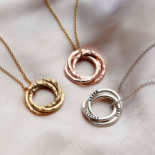 Personalised Textured Russian Ring Necklace