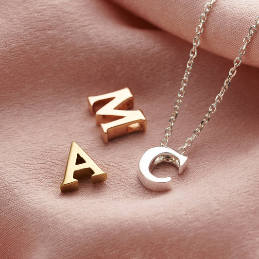 Thread Through Initial Charm Necklace