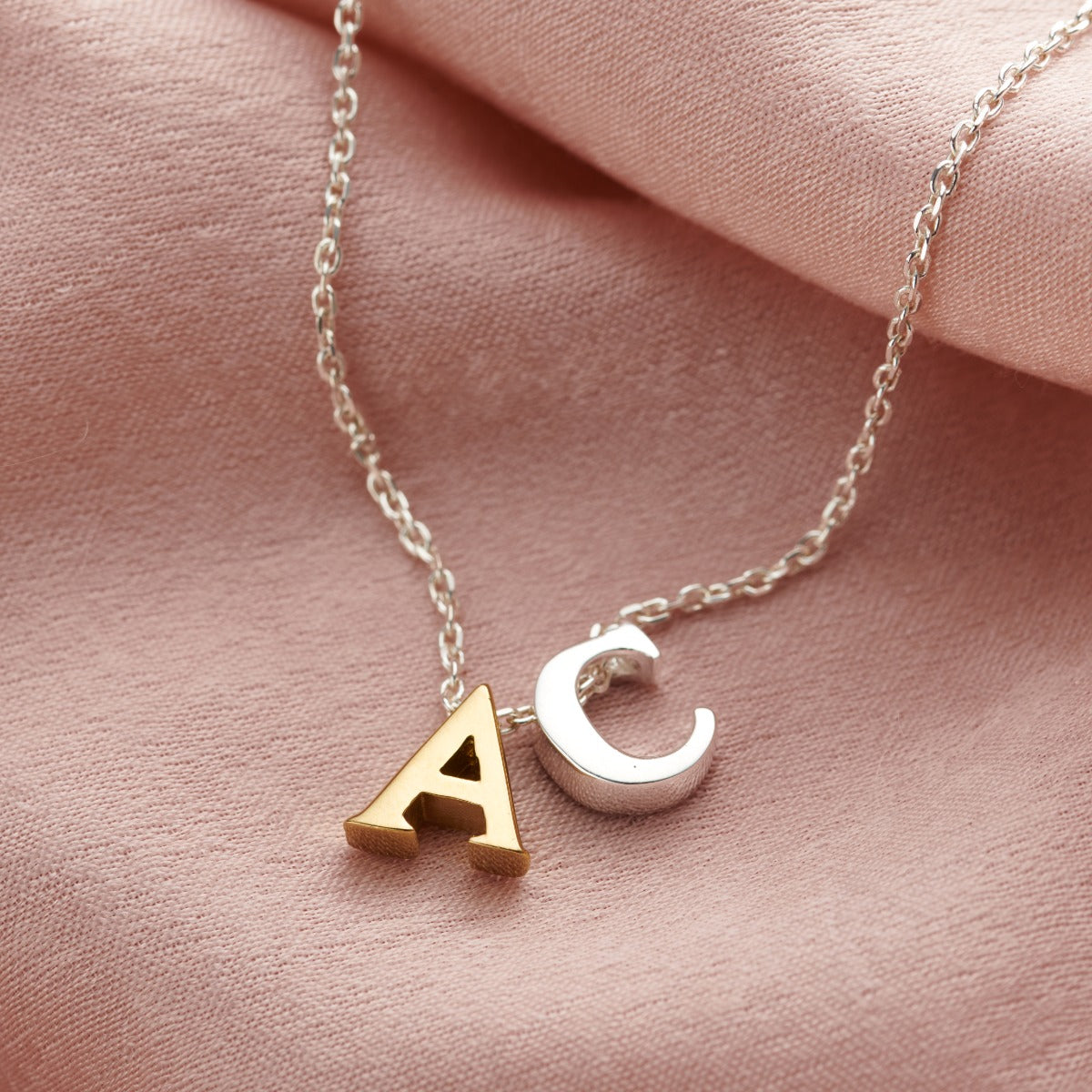 Thread Through Initial Charm Necklace