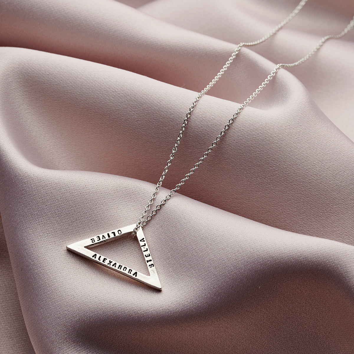 Personalised Geometric Open Triangle Necklace