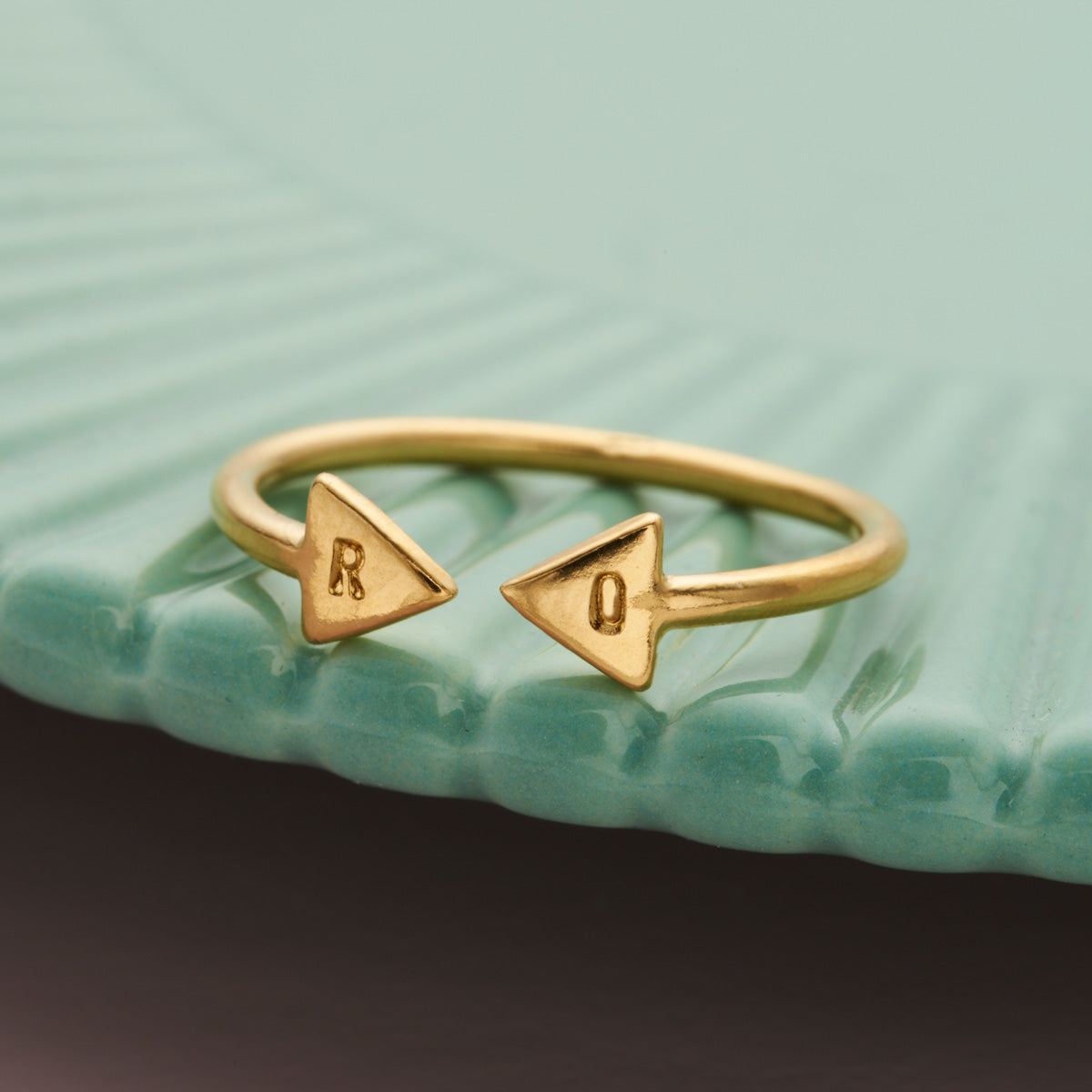 Personalised Luxe Triangle Open Ring