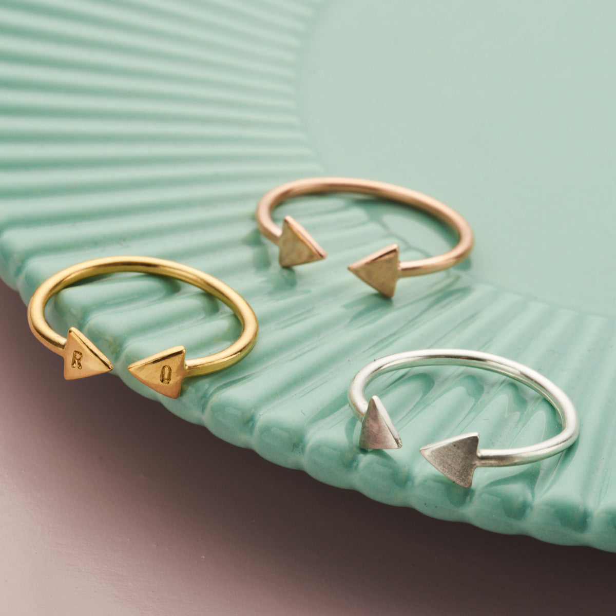 Personalised Luxe Triangle Open Ring