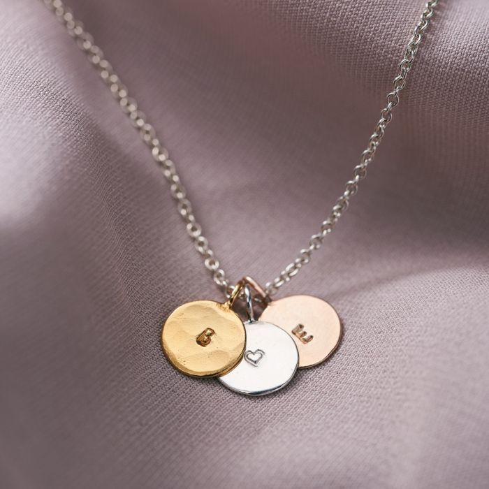 Mini Hammered Disc Initial Necklace