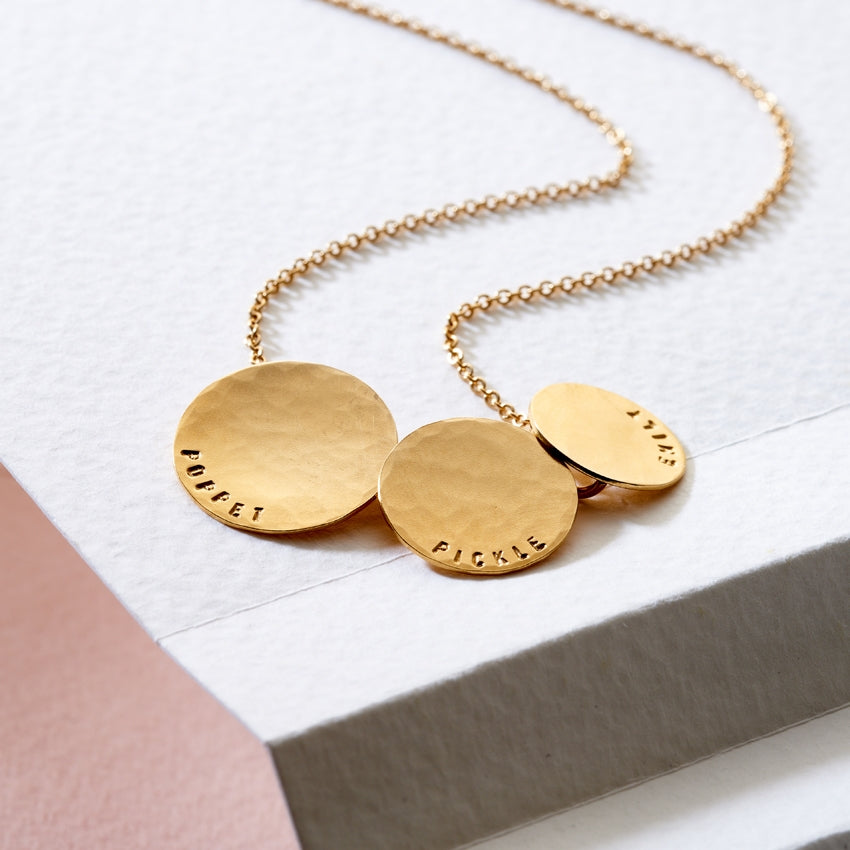 Personalised Triple Hammered Disc Necklace