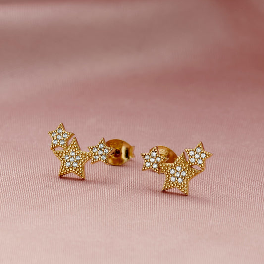 Cubic Zirconia Cluster Star Stud Earrings