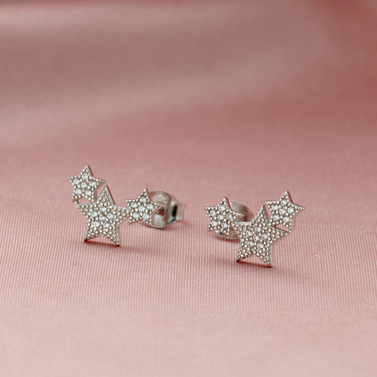 Cubic Zirconia Cluster Star Stud Earrings