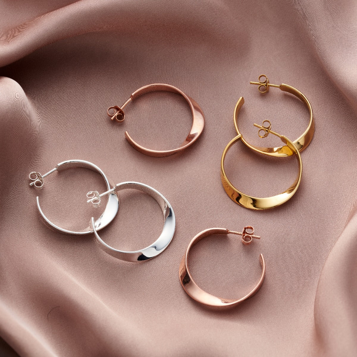 Twisted Ribbon Open Hoop Earrings