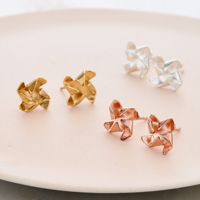 Origami Flower Stud Earrings