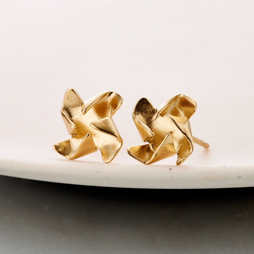 Origami Flower Stud Earrings